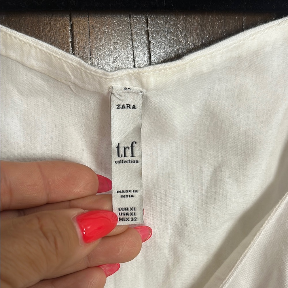Zara White Relaxed Tie Front Tank Top - Picture 4 of 5